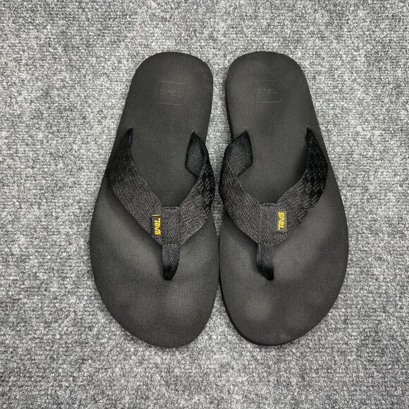 Teva Mush II Flip Flops Men's 12 Black Athletic Summer Beach Toe Post Sandals - Picture 3 of 10